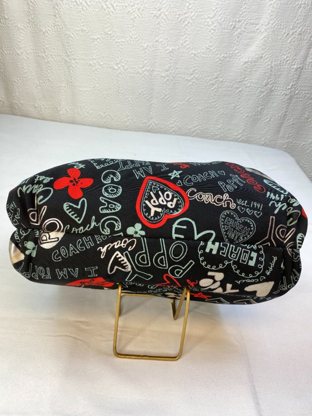 Coach Poppy Graffiti Heart Tote Y2K Canvas Shoulder Bag Purse | Roxie ❤️ - Picture 7 of 13